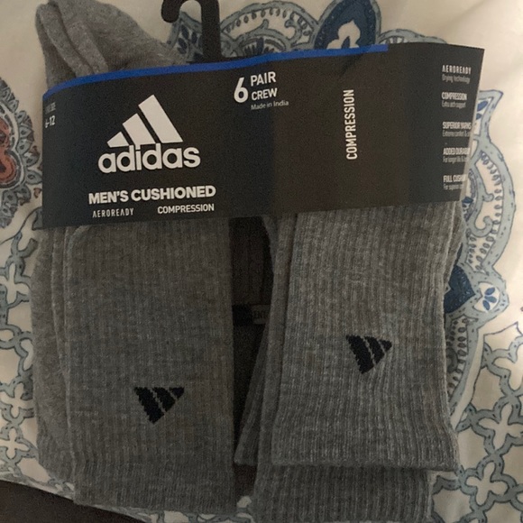 Adidas mens cushioned compression socks. 6 pairs, shoe size 6-12 - Picture 1 of 3